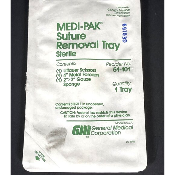 Medi Pak Suture Removal Sterile Tray Littauer Scissor Metal Forceps Unopened VTG - Picture 9 of 9